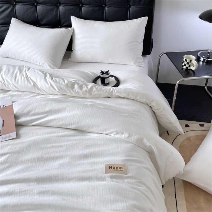 91家纺网 家纺一手货源 找家纺 （总）兰紫橙家纺 2025新款水洗棉轻薄条纹四件套