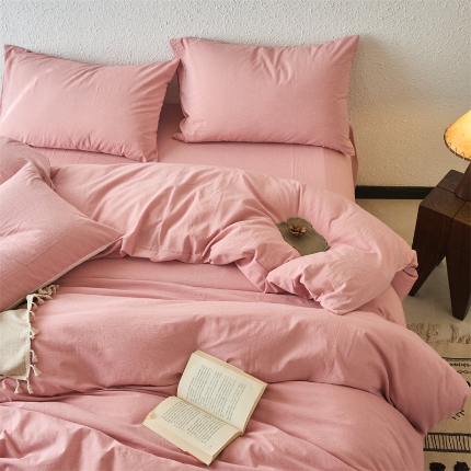 91家纺网 家纺一手货源 找家纺 （总）兰紫橙家纺 2025新款A类色织全棉水洗棉四件套