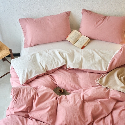 91家纺网 家纺一手货源 找家纺 （总）兰紫橙家纺 2025新款A类色织全棉水洗棉四件套