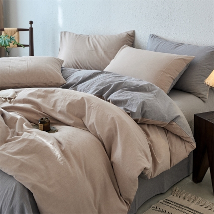 91家纺网 家纺一手货源 找家纺 （总）兰紫橙家纺 2025新款A类色织全棉水洗棉四件套