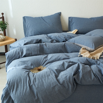 91家纺网 家纺一手货源 找家纺 （总）兰紫橙家纺 2025新款A类色织全棉水洗棉四件套