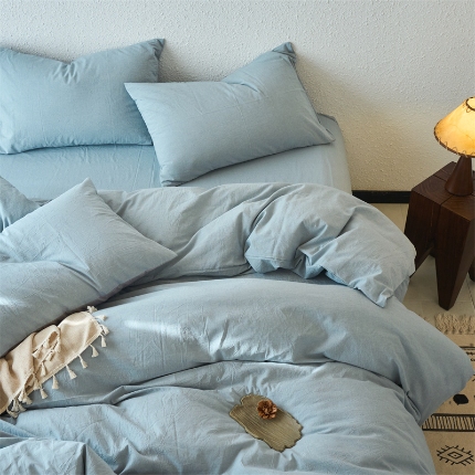 91家纺网 家纺一手货源 找家纺 （总）兰紫橙家纺 2025新款A类色织全棉水洗棉四件套