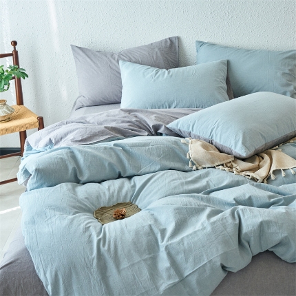 91家纺网 家纺一手货源 找家纺 （总）兰紫橙家纺 2025新款A类色织全棉水洗棉四件套