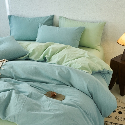 91家纺网 家纺一手货源 找家纺 （总）兰紫橙家纺 2025新款A类色织全棉水洗棉四件套