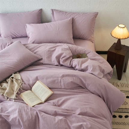 91家纺网 家纺一手货源 找家纺 （总）兰紫橙家纺 2025新款A类色织全棉水洗棉四件套