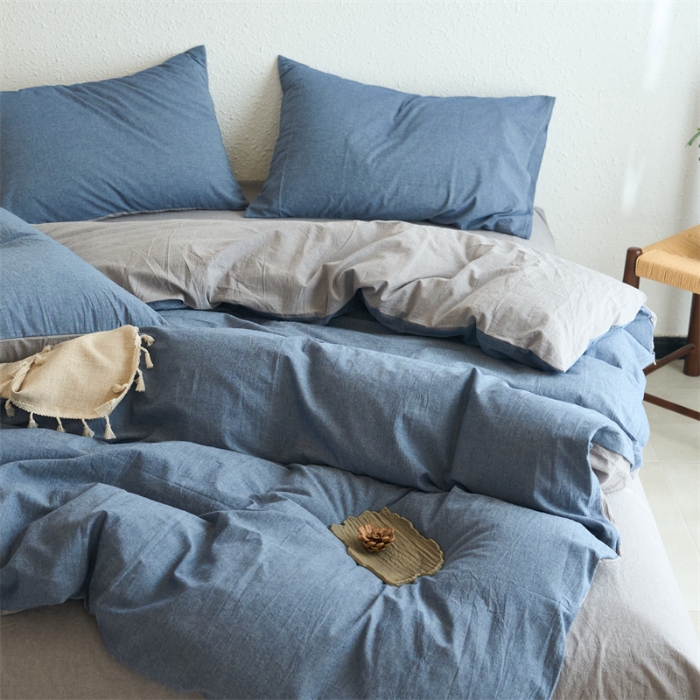 91家纺网 家纺一手货源 找家纺 （总）兰紫橙家纺 2025新款A类色织全棉水洗棉四件套