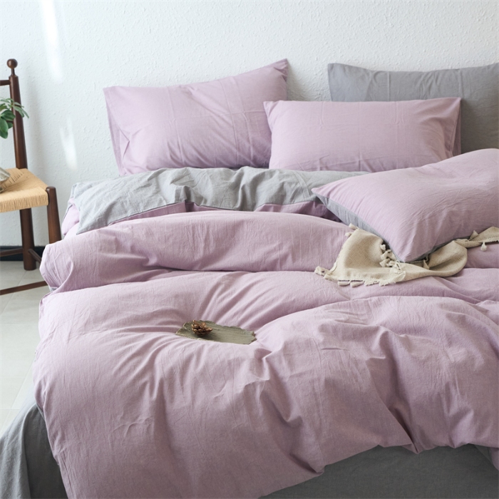 91家纺网 家纺一手货源 找家纺 （总）兰紫橙家纺 2025新款A类色织全棉水洗棉四件套