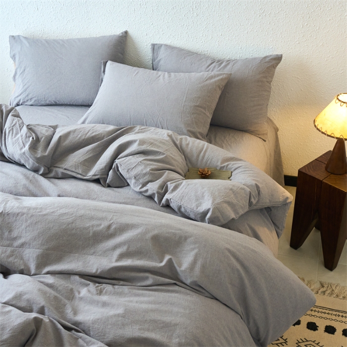 91家纺网 家纺一手货源 找家纺 （总）兰紫橙家纺 2025新款A类色织全棉水洗棉四件套