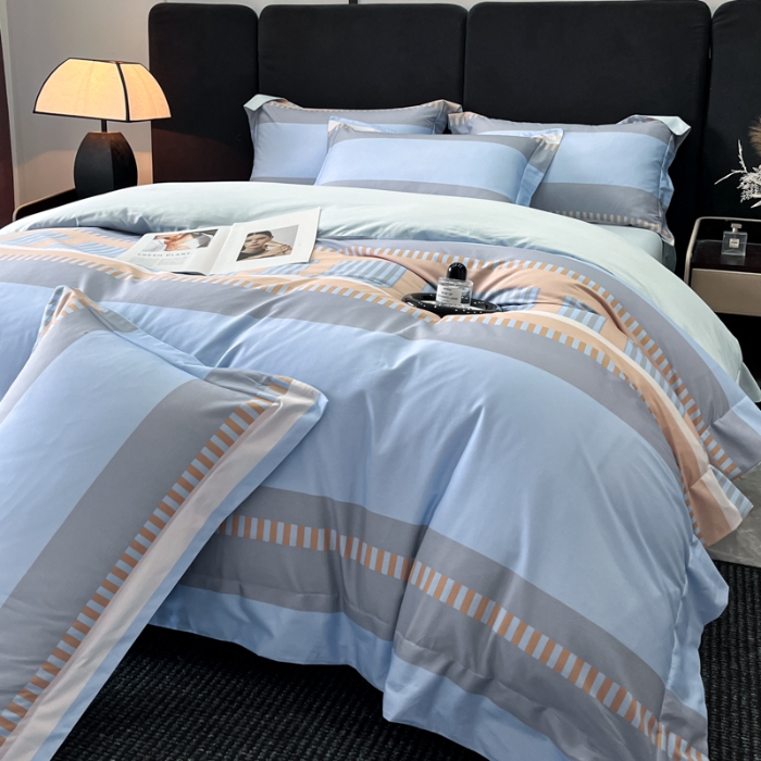 91家纺网 家纺一手货源 找家纺 （总）（控价）2025新款 专版花型 高克重A类 全棉长绒棉数码印花四件套-布拉格之恋