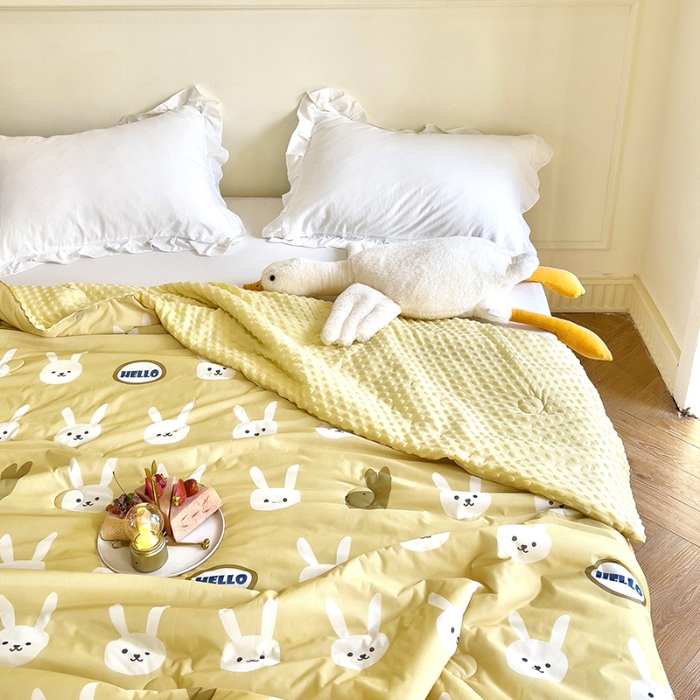 91家纺网 家纺一手货源 找家纺 （总）绒梦里 2025有氨印花小凉皮凉感冰豆豆夏被学生幼儿园儿童夏凉被空调被