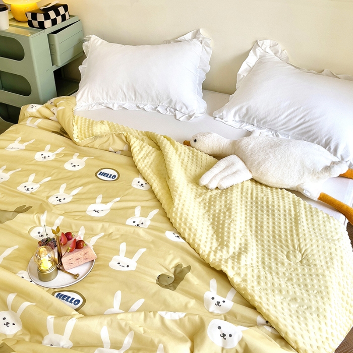 91家纺网 家纺一手货源 找家纺 （总）绒梦里 2025有氨印花小凉皮凉感冰豆豆夏被学生幼儿园儿童夏凉被空调被