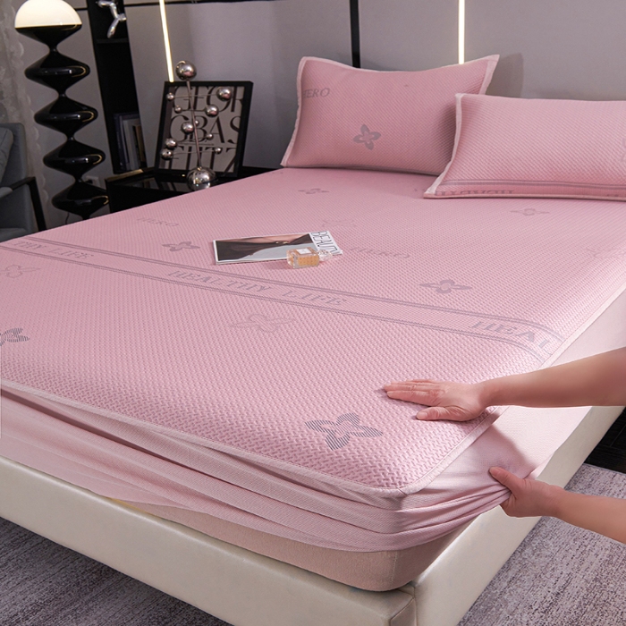 91家纺网 家纺一手货源 找家纺 （总）青雅席业 2025年新款7A抗菌母婴级纯乙纶PE刺绣凉感丝床笠款