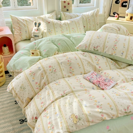 91家纺网 家纺一手货源 找家纺 （总）2025爆款直播网红款田园风春夏季亲肤棉全棉四件套