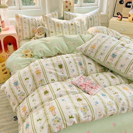 91家纺网 家纺一手货源 找家纺 （总）2025爆款直播网红款田园风春夏季亲肤棉全棉四件套