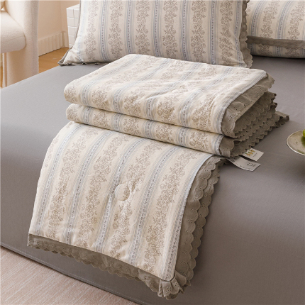 91家纺网 家纺一手货源 找家纺 （总）优被业 2025新款全棉韩式小碎花花边夏被全棉夏凉被空调被