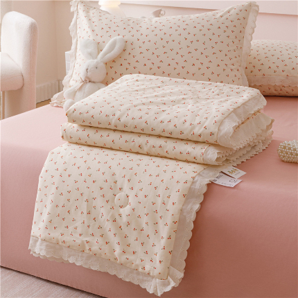 91家纺网 家纺一手货源 找家纺 （总）优被业 2025新款全棉韩式小碎花花边夏被全棉夏凉被空调被