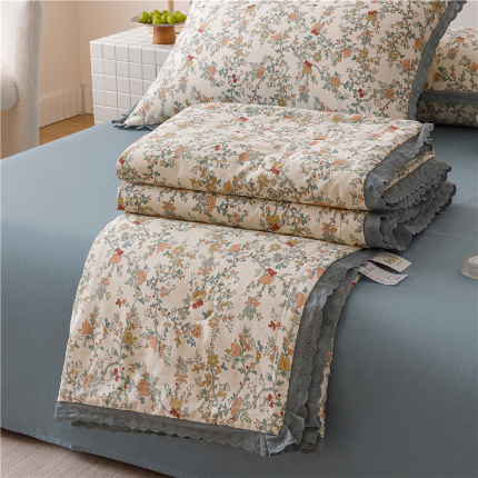 91家纺网 家纺一手货源 找家纺 （总）优被业 2025新款全棉韩式小碎花花边夏被全棉夏凉被空调被