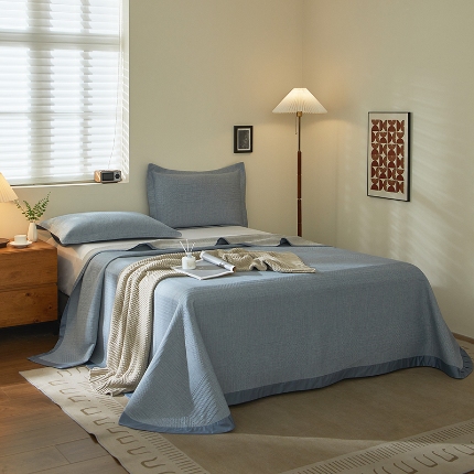 91家纺网 家纺一手货源 找家纺 （总）【2025】双层纱全棉提花双面可用床盖三件套可购单件可选直角或者圆角