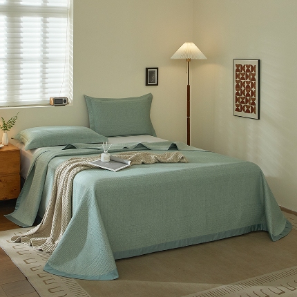 91家纺网 家纺一手货源 找家纺 （总）【2025】双层纱全棉提花双面可用床盖三件套可购单件可选直角或者圆角