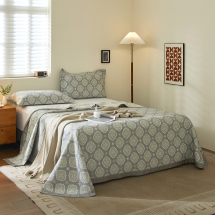 【2025】双层纱全棉提花双面可用床盖三件套可购单件可选直角或者圆角 棉雅 券后最低实付价430元