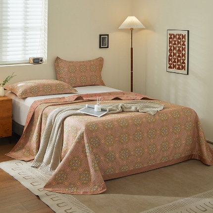 【2025】双层纱全棉提花双面可用床盖三件套可购单件可选直角或者圆角 暖馨 券后最低实付价430元