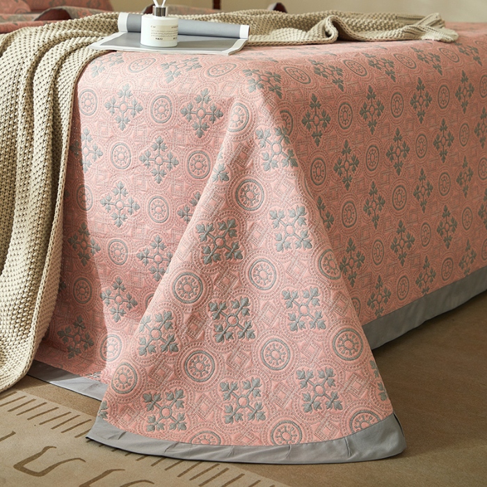 91家纺网 家纺一手货源 找家纺 【2025】双层纱全棉提花双面可用床盖三件套可购单件可选直角或者圆角 柔韵 券后最低实付价430元