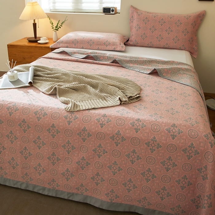 91家纺网 家纺一手货源 找家纺 【2025】双层纱全棉提花双面可用床盖三件套可购单件可选直角或者圆角 柔韵 券后最低实付价430元