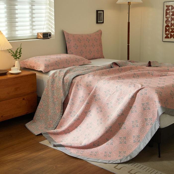 91家纺网 家纺一手货源 找家纺 【2025】双层纱全棉提花双面可用床盖三件套可购单件可选直角或者圆角 柔韵 券后最低实付价430元