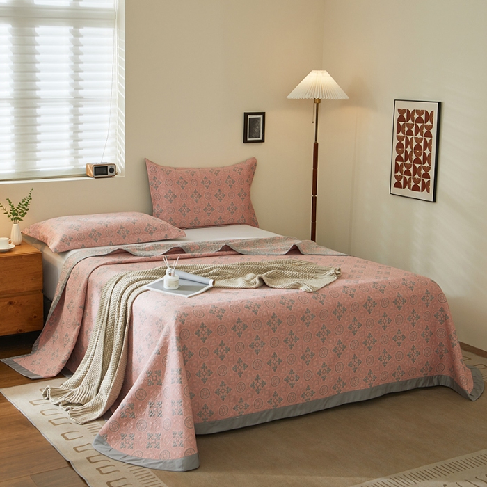 91家纺网 家纺一手货源 找家纺 【2025】双层纱全棉提花双面可用床盖三件套可购单件可选直角或者圆角 柔韵 券后最低实付价430元