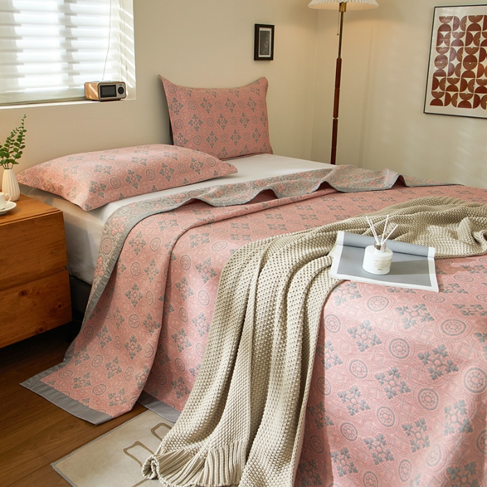 91家纺网 家纺一手货源 找家纺 【2025】双层纱全棉提花双面可用床盖三件套可购单件可选直角或者圆角 柔韵 券后最低实付价430元