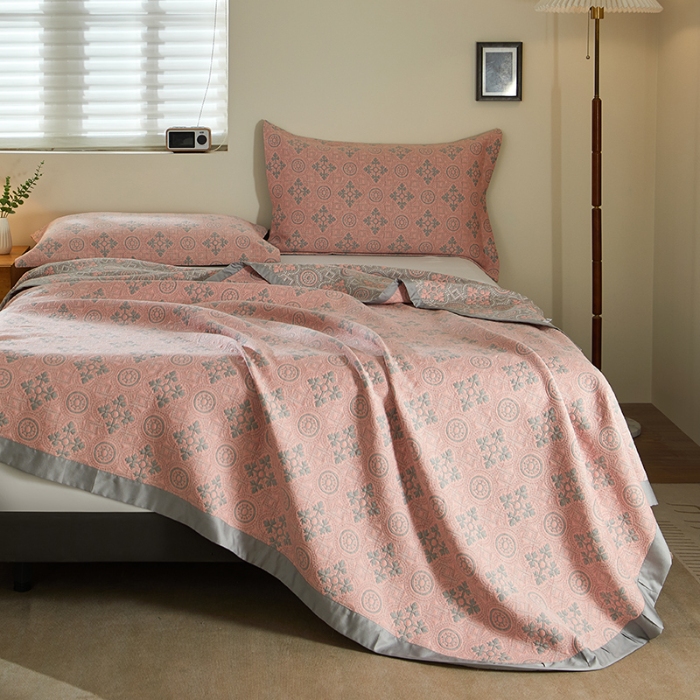 91家纺网 家纺一手货源 找家纺 【2025】双层纱全棉提花双面可用床盖三件套可购单件可选直角或者圆角 柔韵 券后最低实付价430元