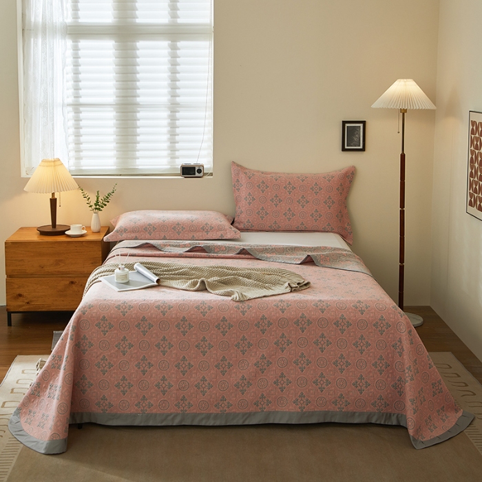 91家纺网 家纺一手货源 找家纺 【2025】双层纱全棉提花双面可用床盖三件套可购单件可选直角或者圆角 柔韵 券后最低实付价430元