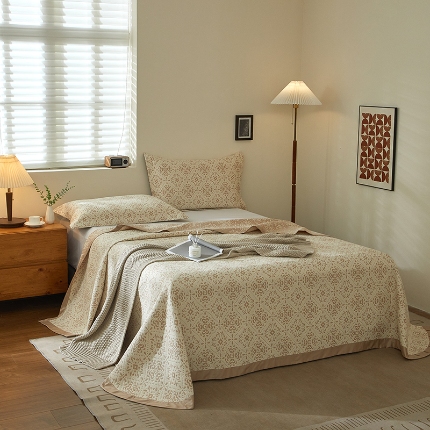 【2025】双层纱全棉提花双面可用床盖三件套可购单件可选直角或者圆角 织梦 券后最低实付价430元