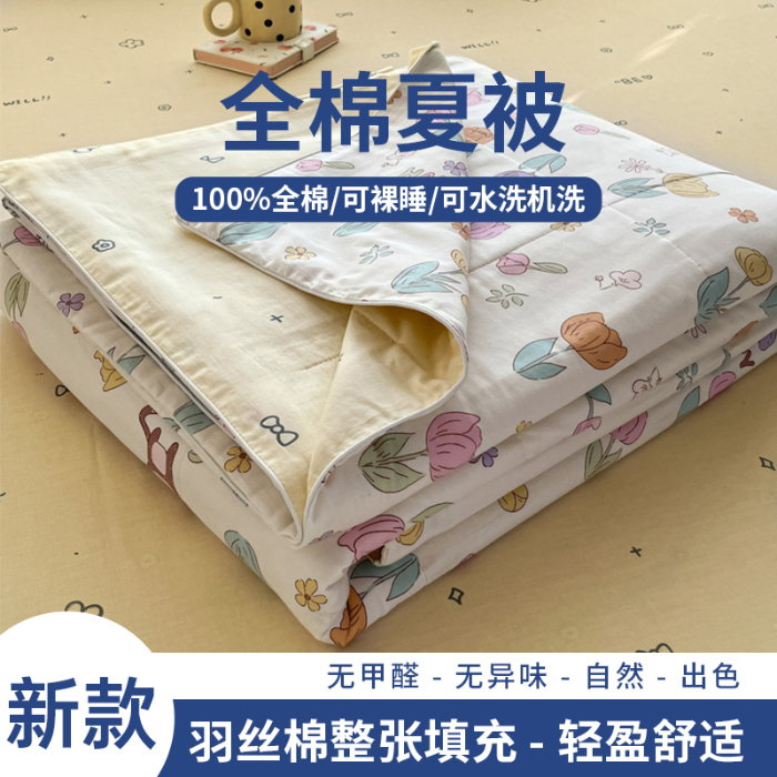 91家纺网 家纺一手货源 找家纺 帕拉美拉 2025新款全棉夏被羽丝棉款夏被四件套 快乐崇拜-羽丝棉