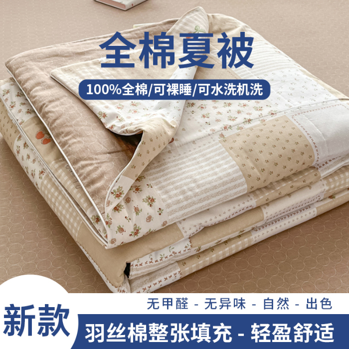91家纺网 家纺一手货源 找家纺 帕拉美拉 2025新款全棉夏被羽丝棉款夏被四件套 卡布奇诺-羽丝棉