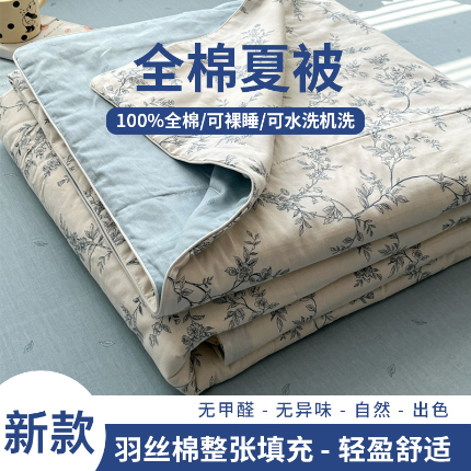 帕拉美拉 2025新款全棉夏被羽丝棉款夏被四件套 满庭-米-羽丝棉