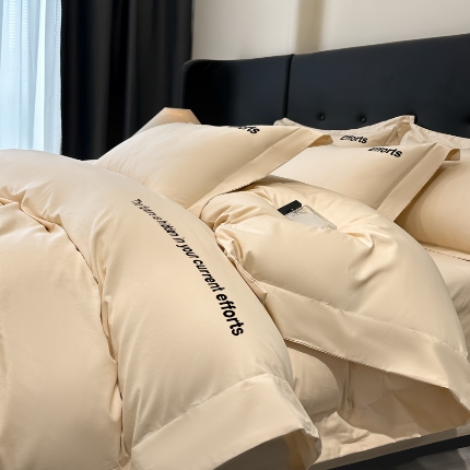 91家纺网 家纺一手货源 找家纺 （总）（控价）2025新款 专版花型 高克重A类 全棉长绒棉精工刺绣四件套-前程似锦