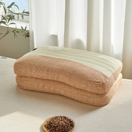 91家纺网 家纺一手货源 找家纺 （总）2025新款 感受自然 天然荞麦护颈枕芯 全棉提花全荞麦枕头