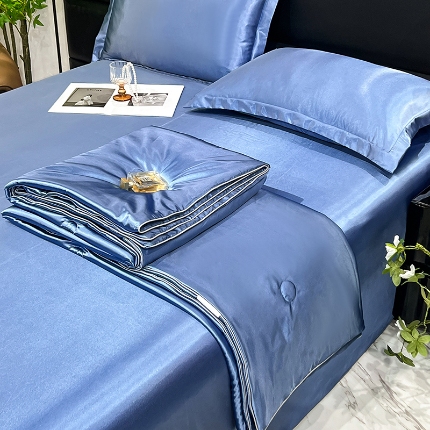 91家纺网 家纺一手货源 找家纺 （总）经年  2025 夏季丝绸真丝手感水洗真丝天丝夏被四件套直播爆款