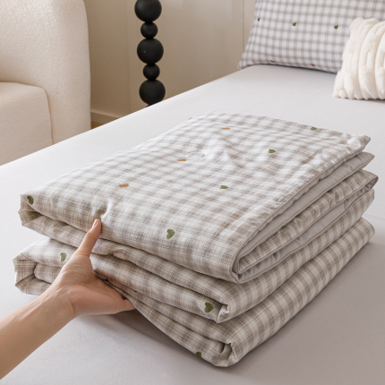一加一 2025新款有氧纱印花大豆夏被 清雅格心