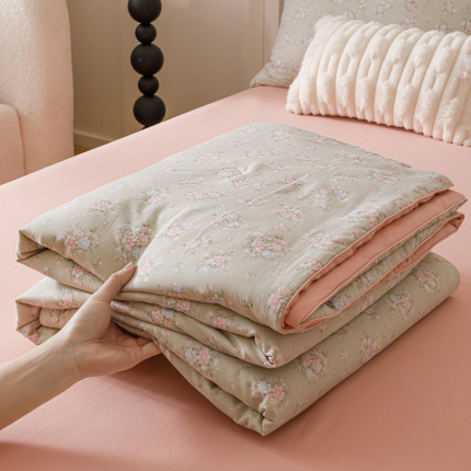 一加一 2025新款有氧纱印花大豆夏被 蔷薇玫瑰