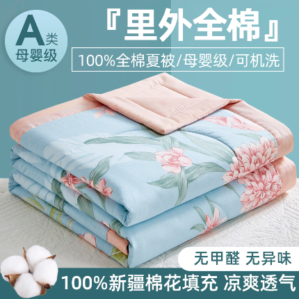 91家纺网 家纺一手货源 找家纺 （总）海洋家纺 2025新款A类里外全棉棉花夏被四件套 风格二