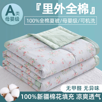 91家纺网 家纺一手货源 找家纺 （总）海洋家纺 2025新款A类里外全棉棉花夏被四件套 风格二