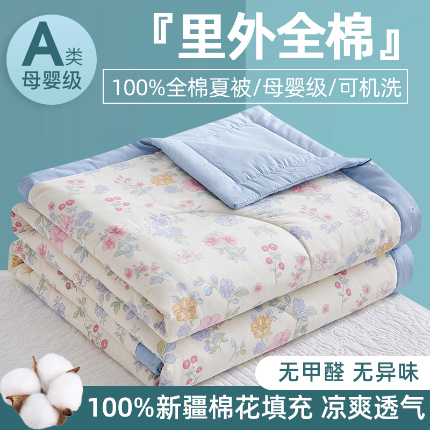 91家纺网 家纺一手货源 找家纺 （总）海洋家纺 2025新款A类里外全棉棉花夏被四件套 风格二