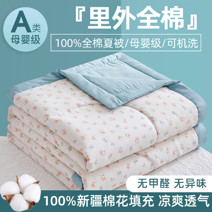 91家纺网 家纺一手货源 找家纺 （总）海洋家纺 2025新款A类里外全棉棉花夏被四件套 风格二