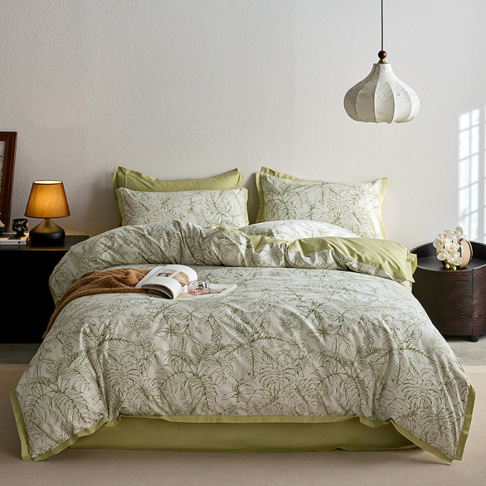 91家纺网 家纺一手货源 找家纺 千朵森2025 新款 A类全棉印花拼角四件套 木果