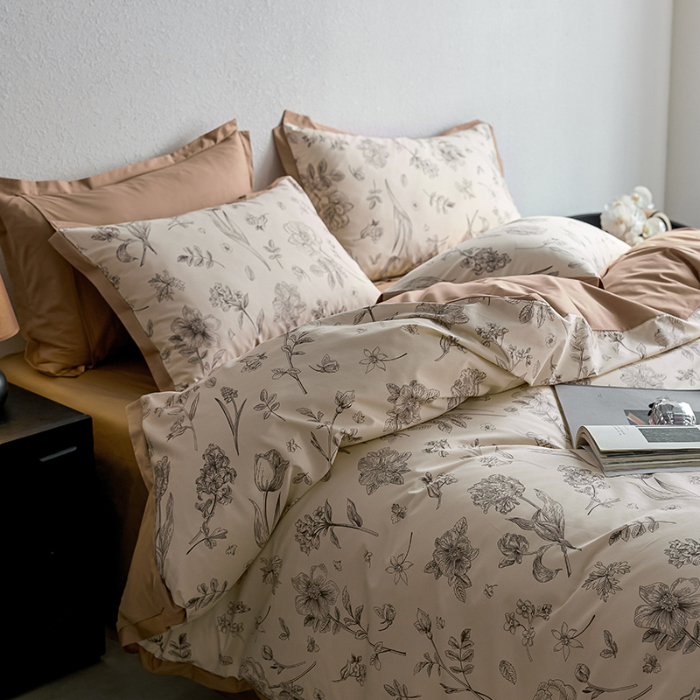 91家纺网 家纺一手货源 找家纺 千朵森2025 新款 A类全棉印花拼角四件套 简爱