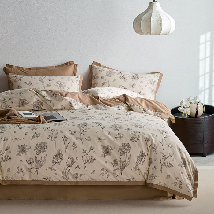 91家纺网 家纺一手货源 找家纺 千朵森2025 新款 A类全棉印花拼角四件套 简爱