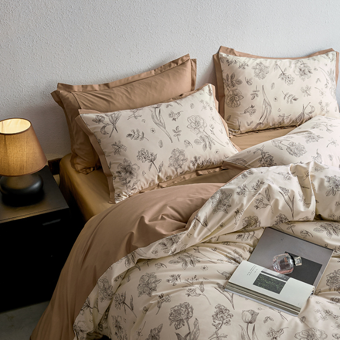 91家纺网 家纺一手货源 找家纺 千朵森2025 新款 A类全棉印花拼角四件套 简爱