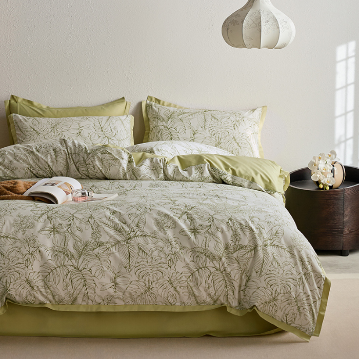 91家纺网 家纺一手货源 找家纺 千朵森2025 新款 A类全棉印花拼角四件套 木果